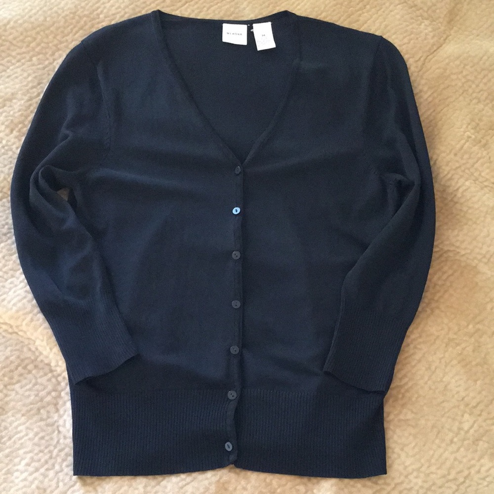 Silky black 3/4 sleeve cardigan